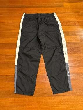 Vintage Y2K Nike Nylon Baggy Track Pants Black/White/Grey XL Clean
